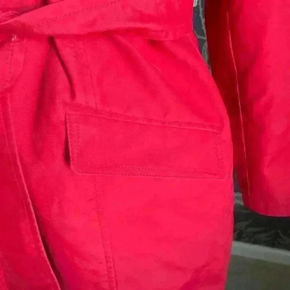 Talbots Red Water-Resistant Trenchcoat 12W - Picture 4 of 14